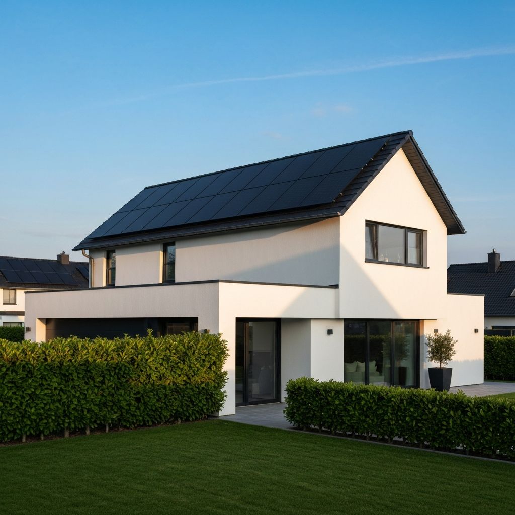 Modern home with solar panels